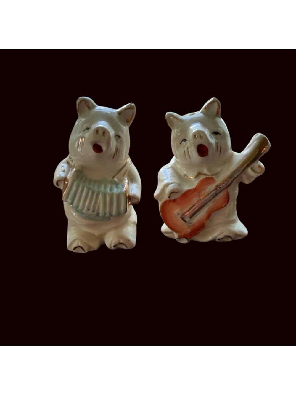 Vintage Anthropomorphic MCM Pigs Playing Musical Instruments Shakers Japan